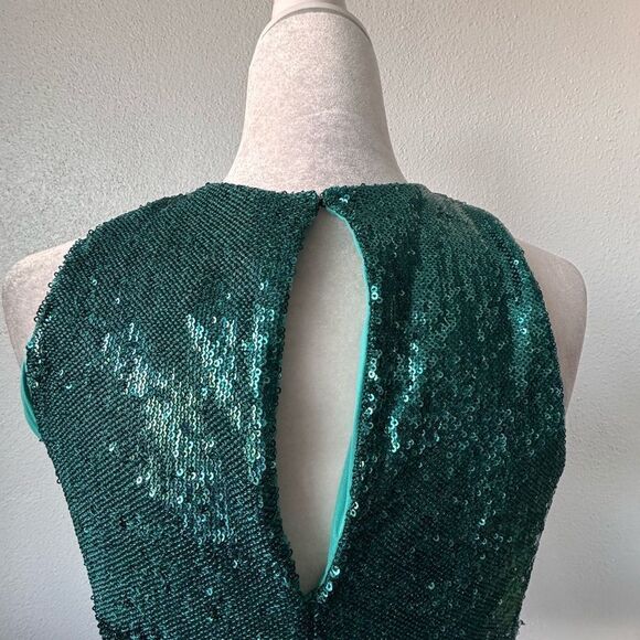 Imperial Green Sequin Tank Top Dressy Lined Party SZ S - Picture 6 of 13